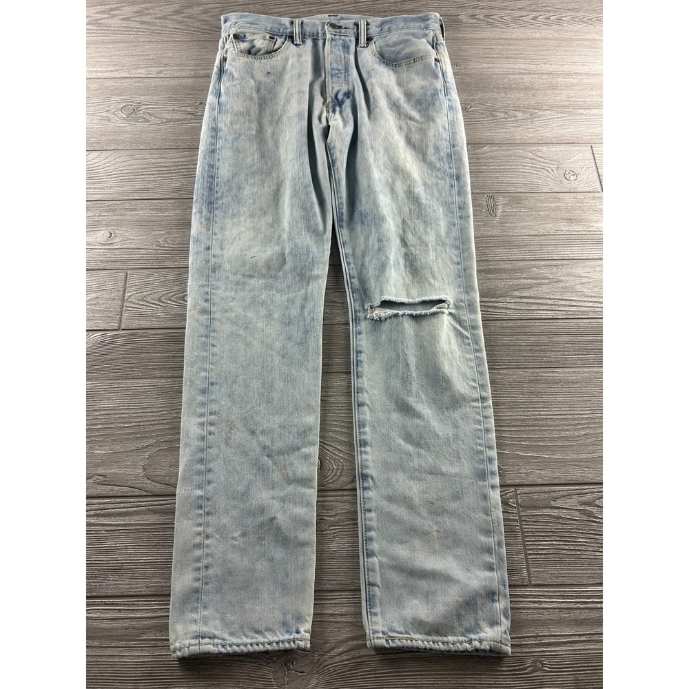 Levi's 501 CT Jeans Men W30/L32 Tailored Ripped Distressed Button Fly Light Wash